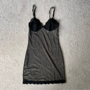 Arianne Lace Black and Gold Shimmery Form-fitting Slip‎ Dress